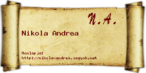 Nikola Andrea névjegykártya